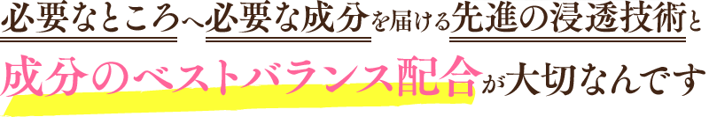 必要なところへ必要な成分を届ける先進の侵透技術と成分のベストバランス配合が大切なんです