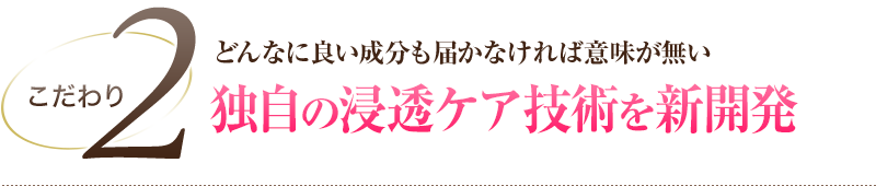 こだわり2 どんなに良い成分も届かなければ意味が無い 独自の浸透ケア技術を新開発